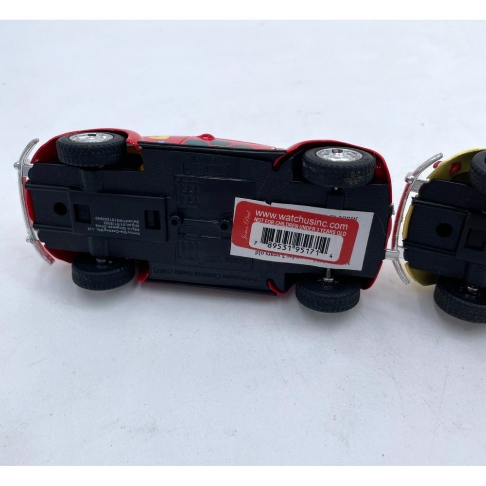 Lot of 2 Kinsmart 1967 Volkswagen Beetles Peace Love Diecast Model 1:32 Red 5" - Picture 12 of 12